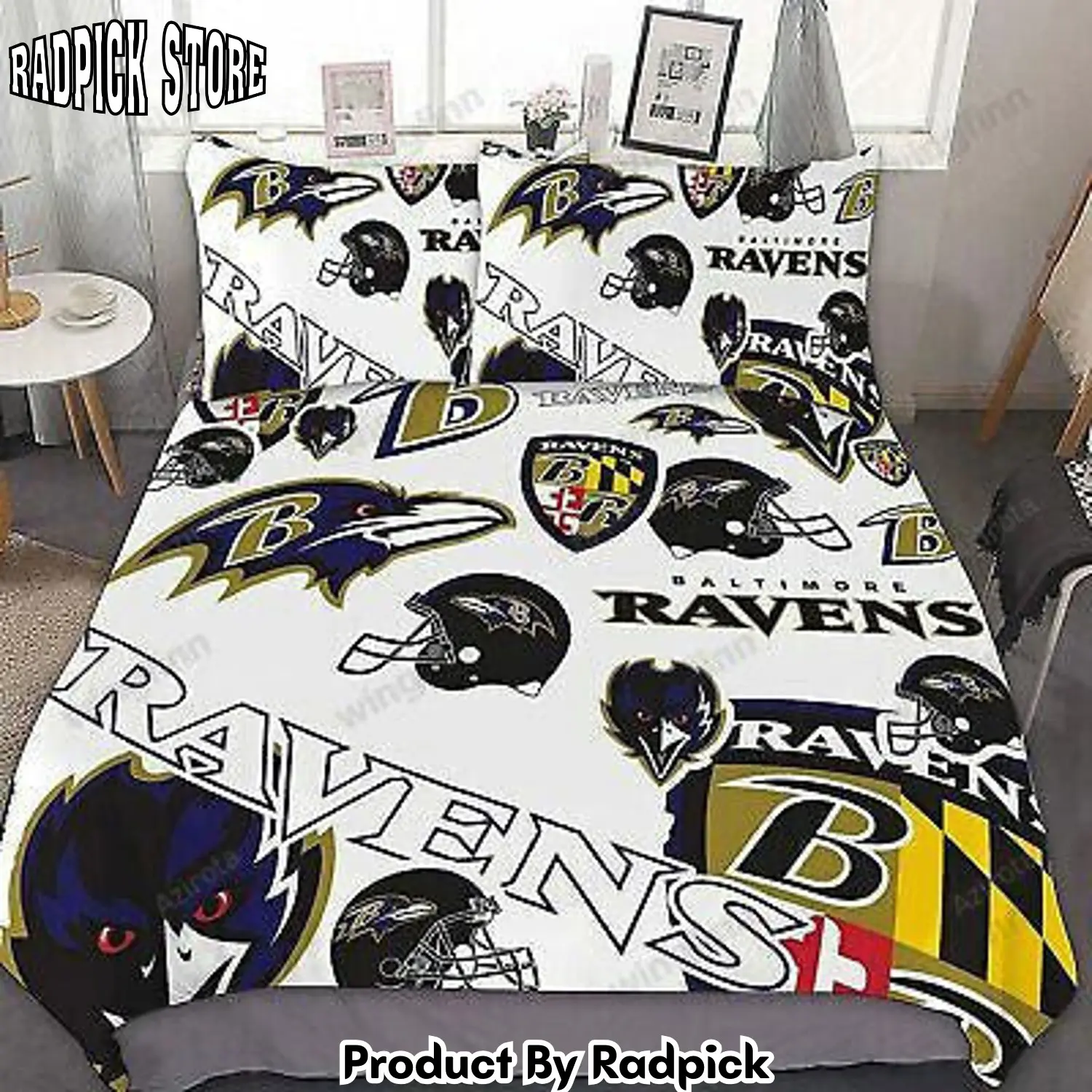 Radpick baltimore ravens 3pcs bedding set duvet cover and pillow cases gift for fan 1575 rp3278491